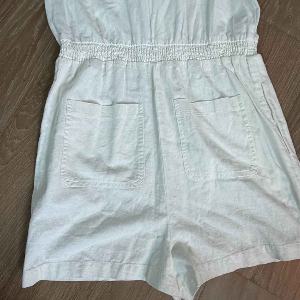 Universal Thread Linen Blend Romper Medium Cream … - image 6